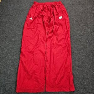 Adidas Track Pants Mens Large Wisconsin Badgers ClimaProof Athletic Baggy Red